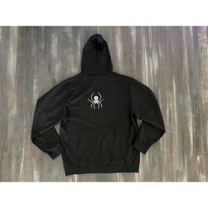 Black Spider Graphic Pullover Hoodie Mens Performance Sweatshirt Kangaroo Pocket